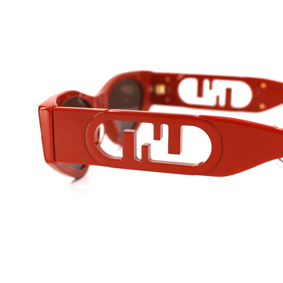 Fendi 54mm O'Lock Cat Eye Sunglasses NEW Brick Red Brown FF Logo with Case - Picture 4 of 7